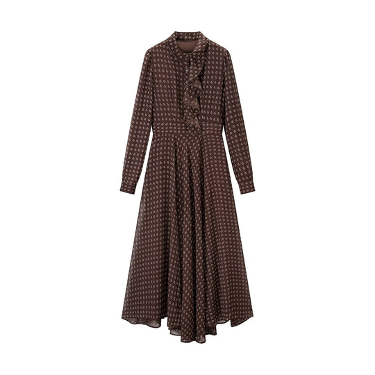 Damen Midikleid mit Rüschenblende und taillierter A-Linien-Silhouette Nord Taschen