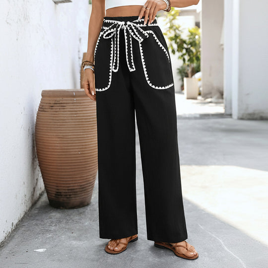 Damen Elegante Hochtaillierte Palazzo-Hose Nord Taschen