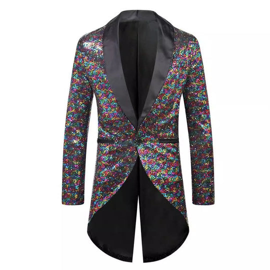 Herren Glitzernder Anzugblazer mit elegantem Schalkragen