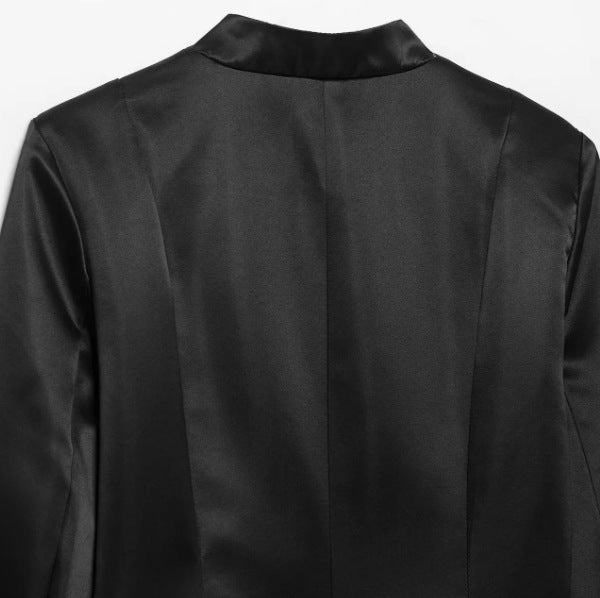 Damen Satinbluse mit Mandarinkragen und dekorativen Knotenverschlüssen Nord Taschen