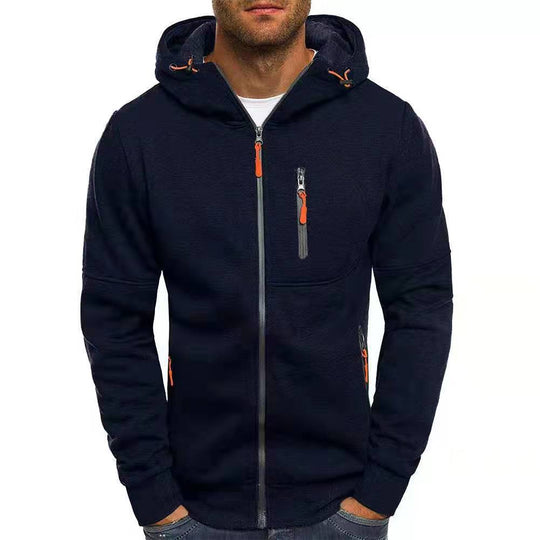 Herren funktionelle Kapuzenjacke mit durchgehendem Reißverschluss, Brust- und Seitentaschen sowie Kordelzug Nord Taschen