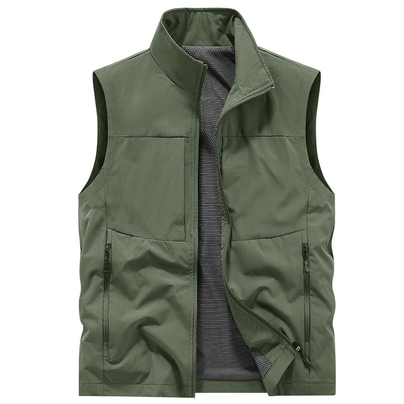 Herren Multifunktionale Outdoor-Weste mit winddichter Mikrofaser, Mesh-Innenfutter und verdeckten Reißverschlusstaschen Nord Taschen