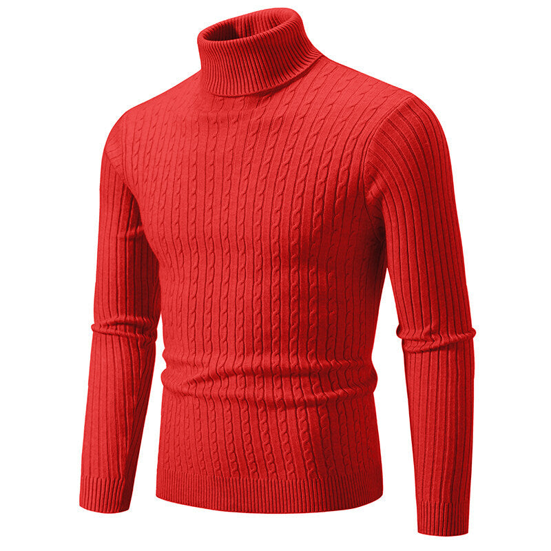 Herren Rollkragenpullover mit Zopfstrick und schlanker Passform Nord Taschen