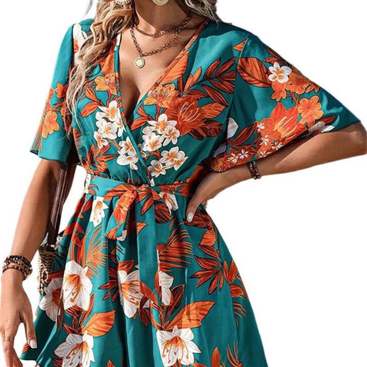 Damen Jumpsuit mit floralem Design und weiten Ärmeln