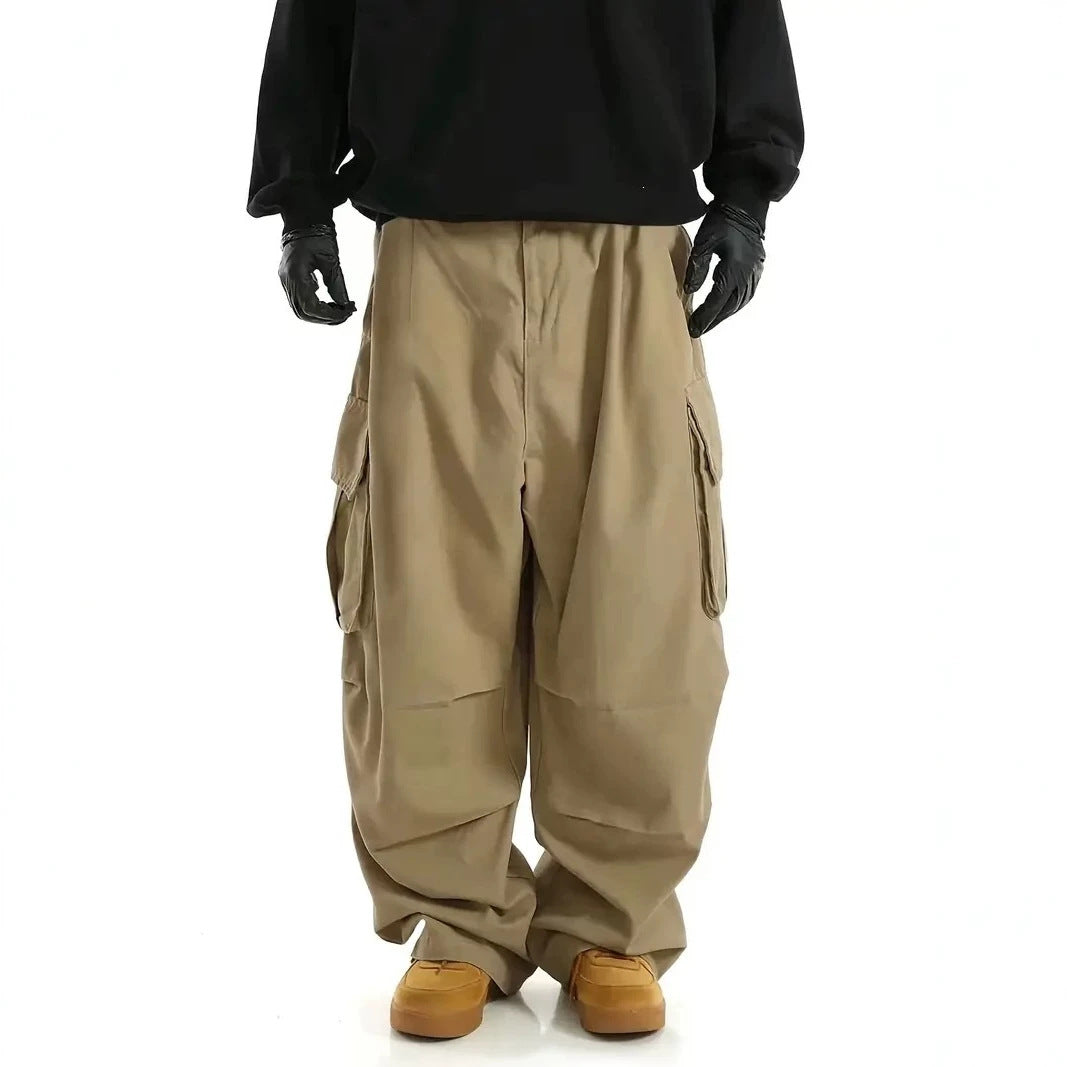 Herren Weite Baggy-Utility-Cargohose mit Multifachtaschen und tiefem Schritt Nord Taschen