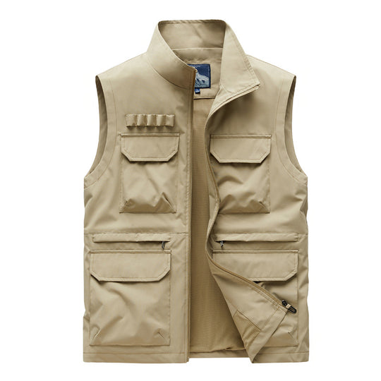 Herren Outdoor-Utilityweste mit acht Multifunktionstaschen, robustem Baumwollmix und Windschutzkragen Nord Taschen