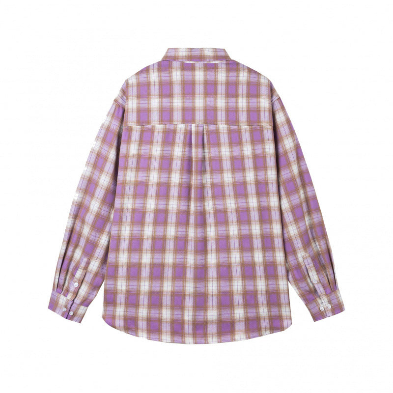 Damen Oversize-Kariertes Hemd im Flanell-Look mit abgerundetem Saum und Brusttasche Nord Taschen