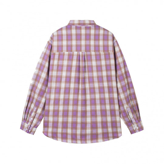 Damen Oversize-Kariertes Hemd im Flanell-Look mit abgerundetem Saum und Brusttasche Nord Taschen