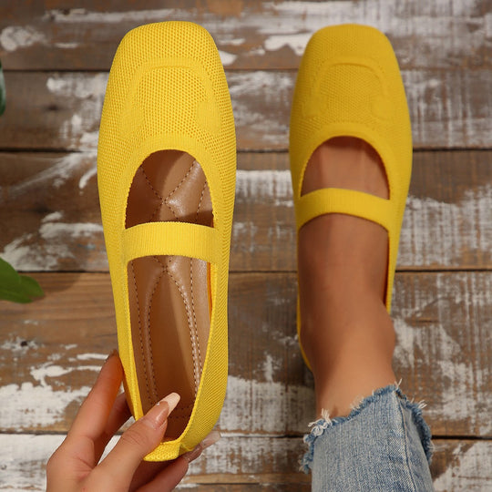 Damen Ballerinas mit elastischem Riemen und komfortablem Fußbett