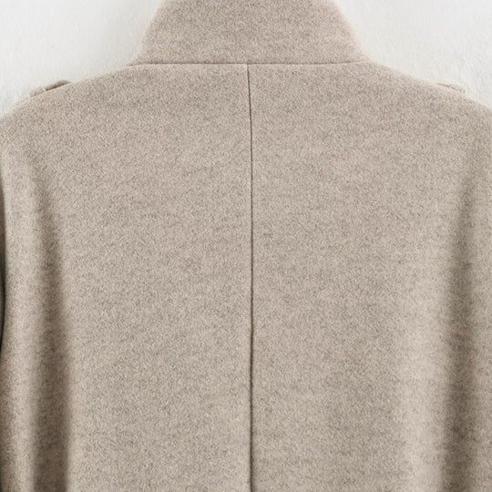 Damen Kurz‑Trenchcoat aus Wollmix mit Stehkragen, Epauletten und Bindegürtel Nord Taschen