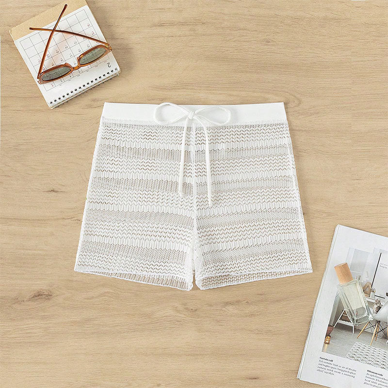 Damen Sportliche Badeshorts mit flexiblem Bund und modischem Wellenmuster
