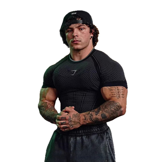 Herren nan muskelmodellierendes Funktionsshirt mit 3D-Struktur und gezielten Kompressionszonen Nord Taschen