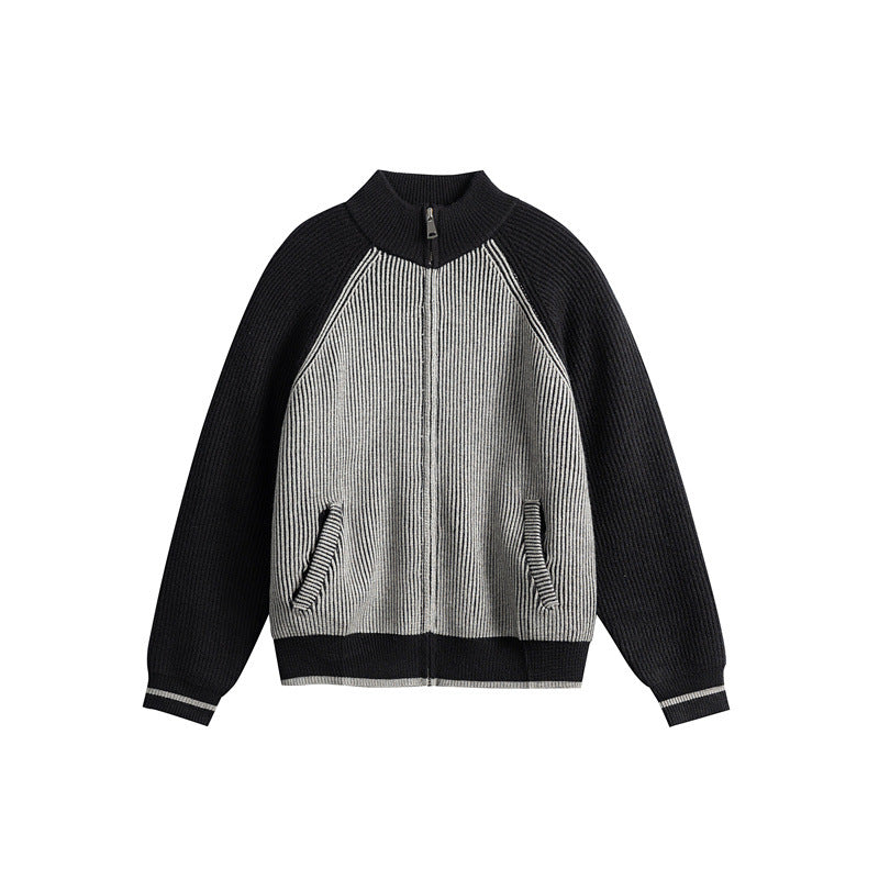 Unisex Gestrickte Zip‑Strickjacke im Raglan‑Schnitt mit hohem Stehkragen und Rippstruktur Nord Taschen
