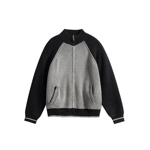 Unisex Gestrickte Zip‑Strickjacke im Raglan‑Schnitt mit hohem Stehkragen und Rippstruktur Nord Taschen