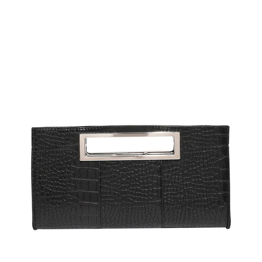 Damen elegante Clutch im Krokodil-Look mit modernem Edelstahlverschluss Nord Taschen