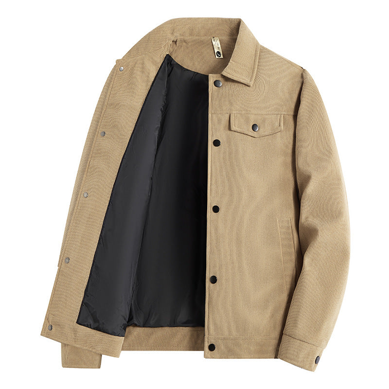Herren Truckerjacke im Veloursleder-Look mit Druckknopfverschluss und Brustklappen Nord Taschen