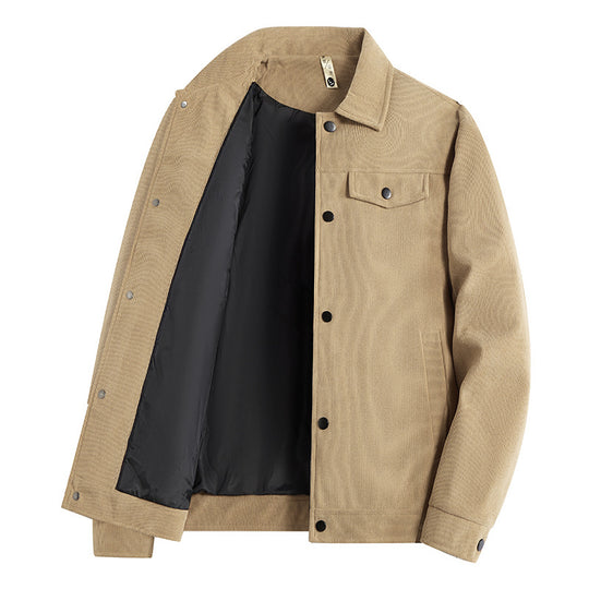 Herren Truckerjacke im Veloursleder-Look mit Druckknopfverschluss und Brustklappen Nord Taschen