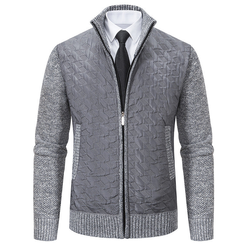 Herren Gesteppte Hybrid-Strickjacke mit Stehkragen, Kontrastärmeln und durchgehendem Reißverschluss Nord Taschen