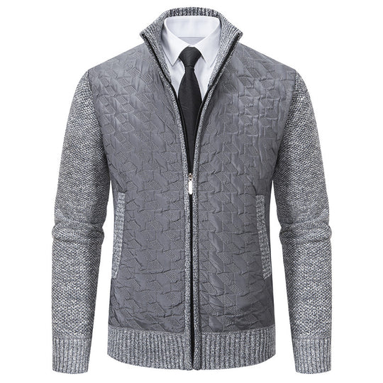 Herren Gesteppte Hybrid-Strickjacke mit Stehkragen, Kontrastärmeln und durchgehendem Reißverschluss Nord Taschen