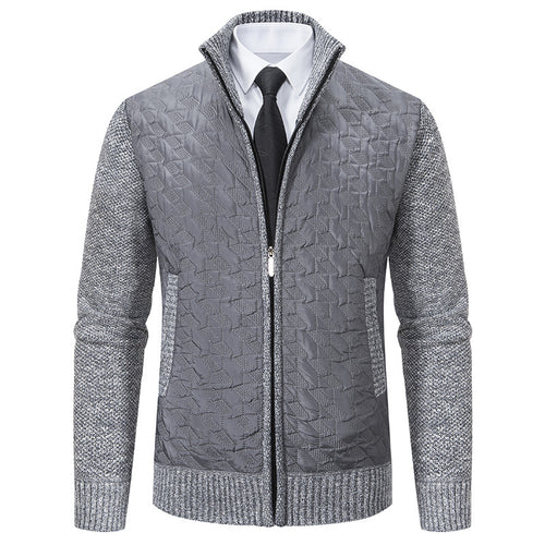 Herren Gesteppte Hybrid-Strickjacke mit Stehkragen, Kontrastärmeln und durchgehendem Reißverschluss Nord Taschen
