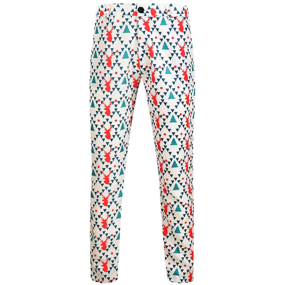 Herren Weihnachtliche Slim‑Fit Chinohose mit Allover-Santa‑Print und Stretchkomfort Nord Taschen