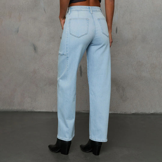 Damen High-Waist Jeans in weiter Beinform mit seitlicher Tasche Nord Taschen