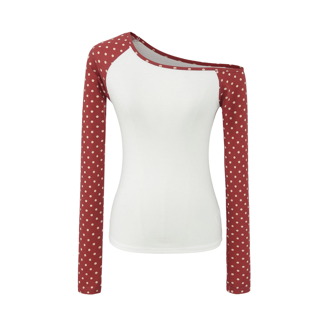 Damen Asymmetrisches Longsleeve mit Polka-Dot Raglanärmeln Nord Taschen