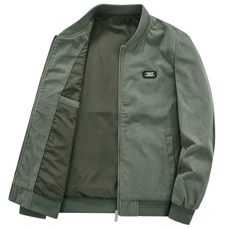 Herren Cordjacke im Bomber-Style mit Feincord, Reißverschluss und gefüttertem Inneren Nord Taschen