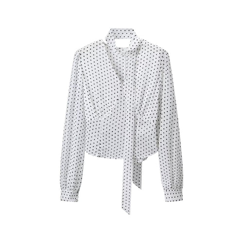 Damen Wickelbluse mit Bindeschal, V-Ausschnitt und Polka-Dot-Optik Nord Taschen