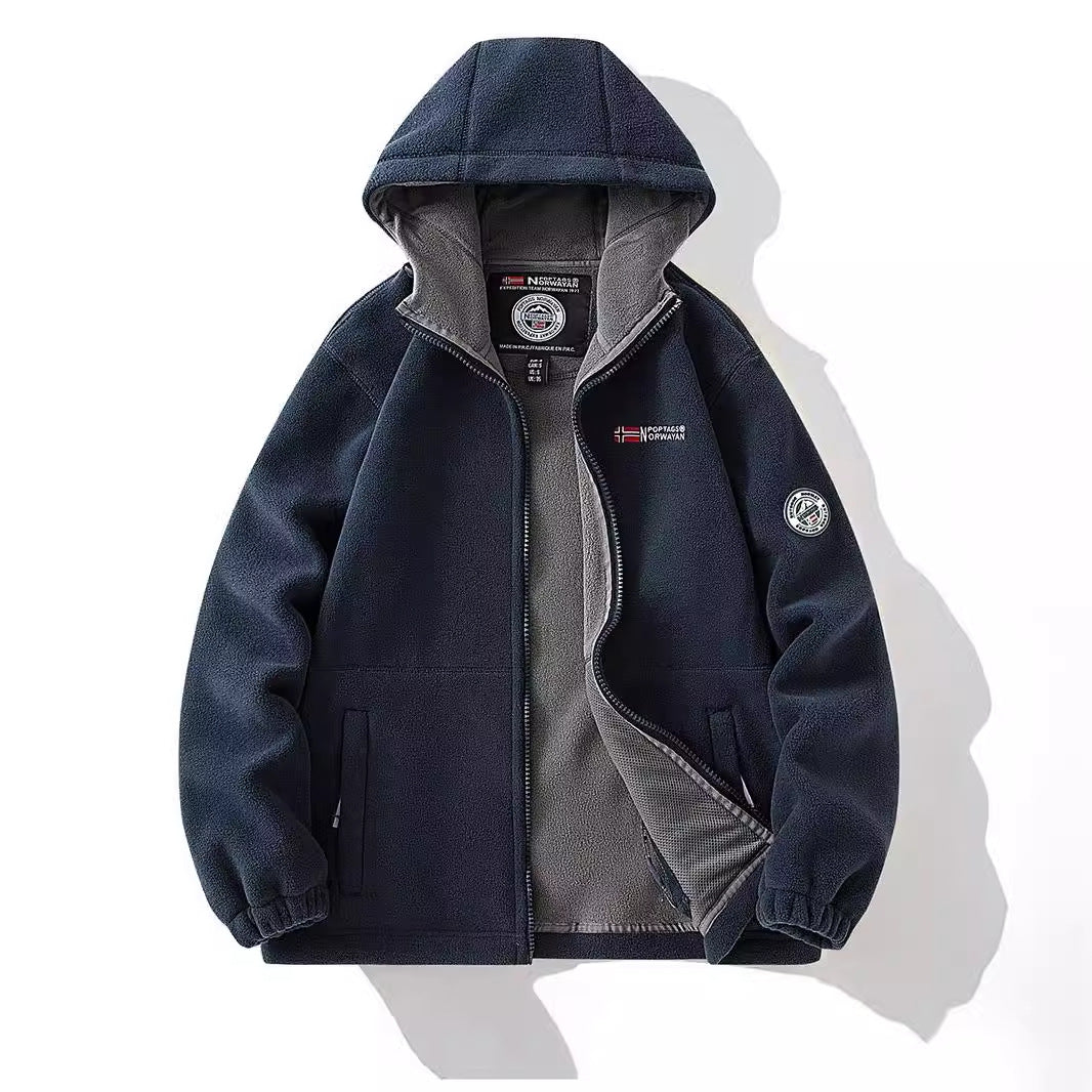 Damen Kapuzen-Fleecejacke mit Teddyfutter und durchgehendem Reißverschluss Nord Taschen
