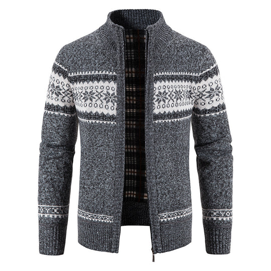 Herren Norweger-Strickzipjacke mit Stehkragen, wärmendem Fleecefutter und Reißverschluss Nord Taschen