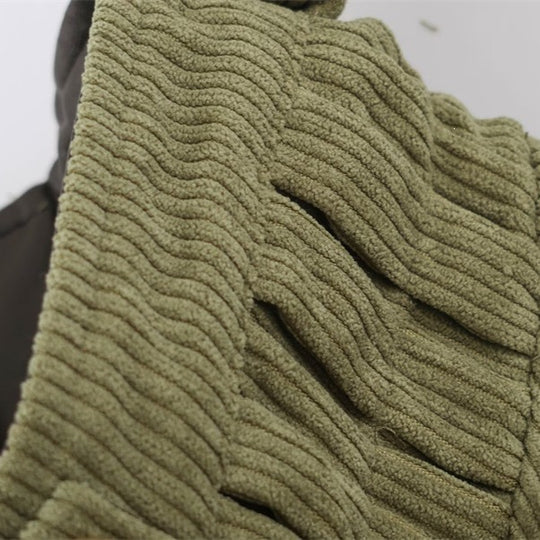 Damen Kurze Cord-Trenchjacke mit Taillengürtel, Cape-Detail und Stehkragen Nord Taschen