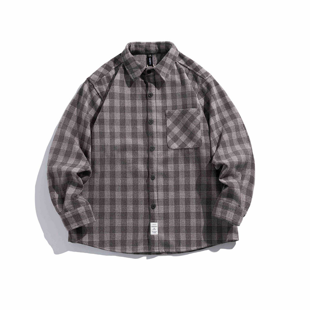 Herren Karierte Hemdjacke aus Wollmischung mit Overshirt-Schnitt und aufgesetzter Brusttasche Nord Taschen