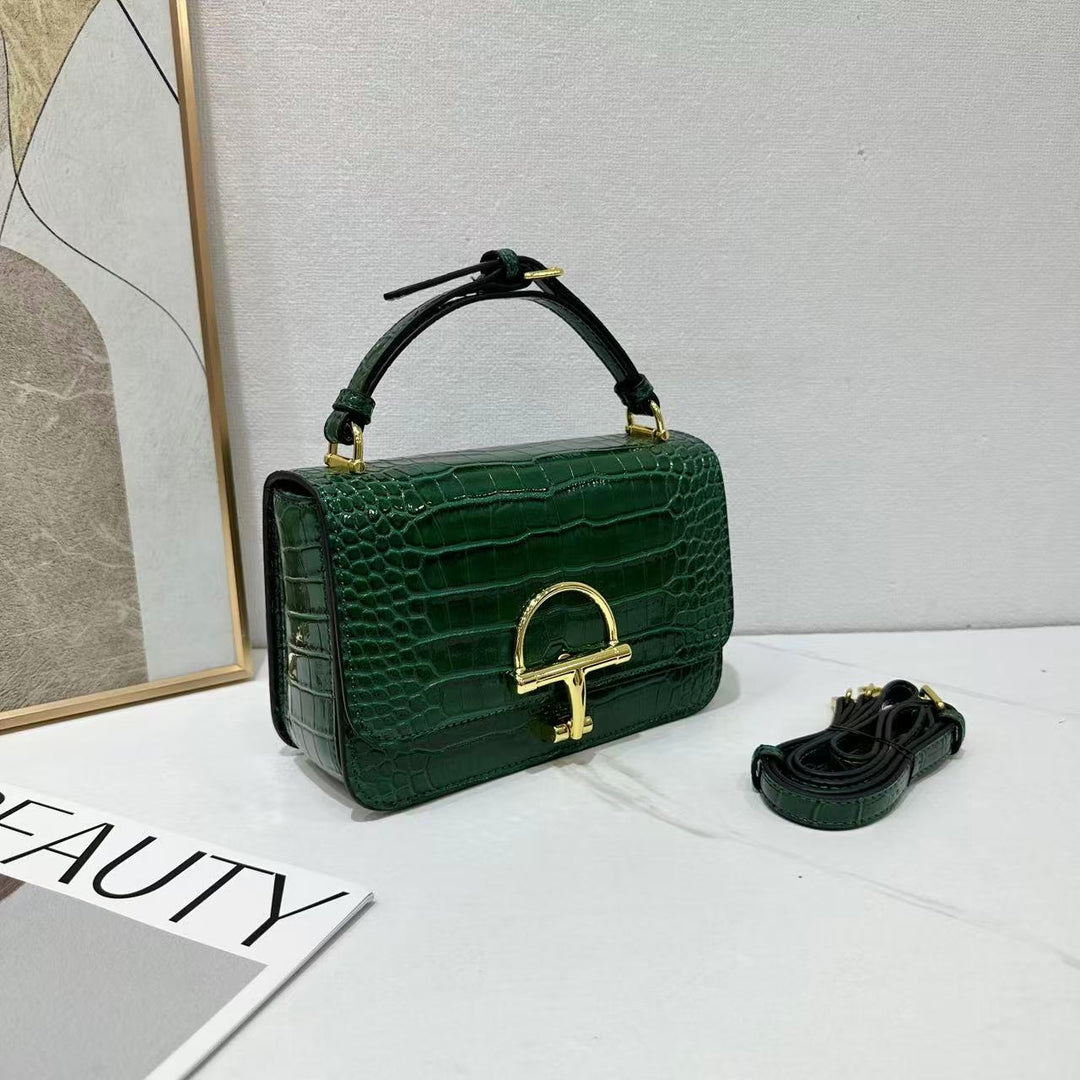 Damen elegante Lederhandtasche mit edlem Krokodilleder-Look Nord Taschen