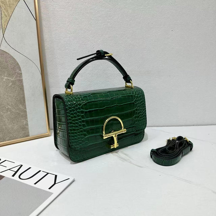 Damen elegante Lederhandtasche mit edlem Krokodilleder-Look Nord Taschen