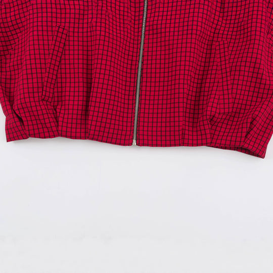 Damen Cropped Blousonjacke mit hohem Stehkragen, karierter Webstruktur und elastischem Abschluss Nord Taschen