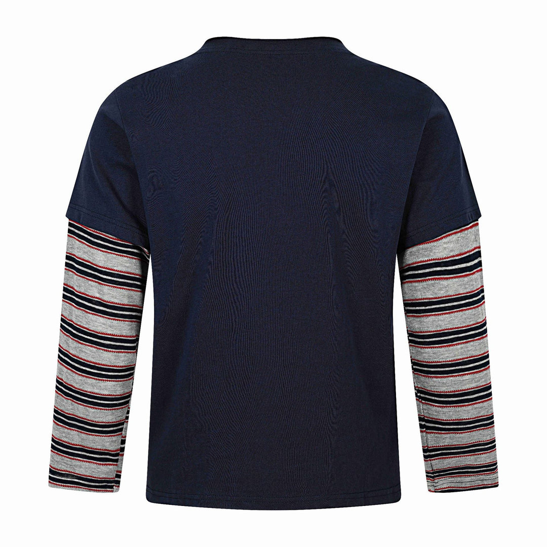 Herren Langes Layering-Longsleeve mit Stern-Applikation und gestreiften Unterärmeln Nord Taschen