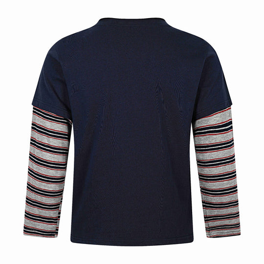Herren Langes Layering-Longsleeve mit Stern-Applikation und gestreiften Unterärmeln Nord Taschen
