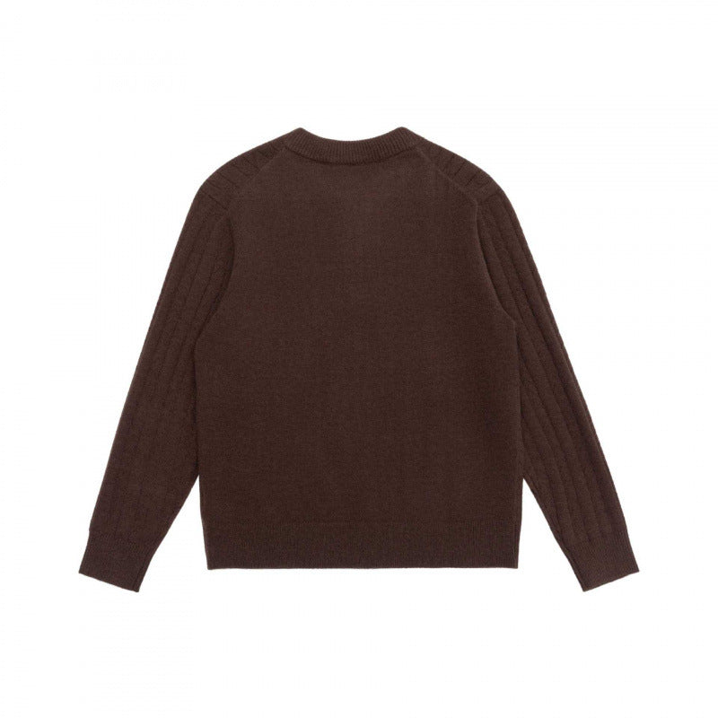 Herren Grobgerippter Halbzip-Pullover aus Merino‑Mix mit Stehkragen Nord Taschen
