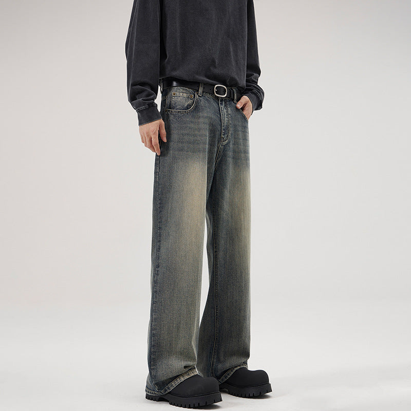 Herren Ultraweite Stonewashed-Baggy-Jeans mit tiefem Schritt und soften Fade-Details Nord Taschen