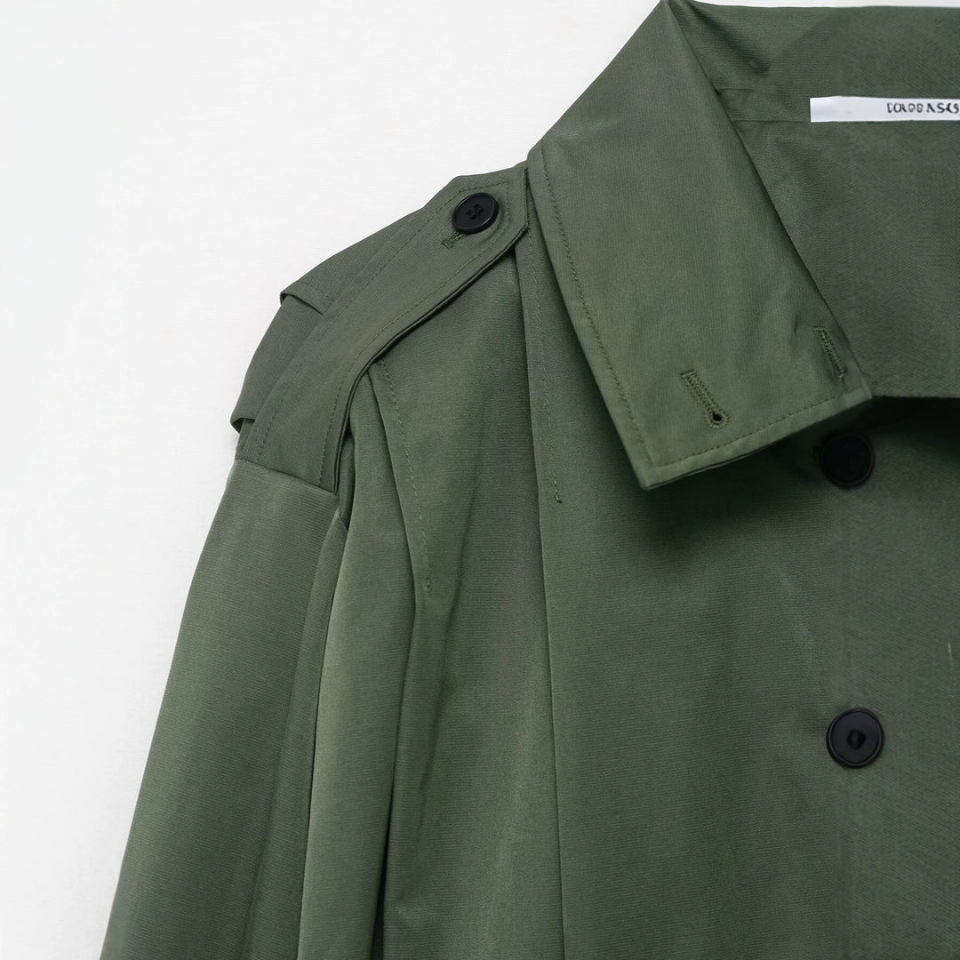 Damen Cropped-Boxy-Trenchjacke im Utility-Look mit Epauletten und weitem Manschettenärmel Nord Taschen