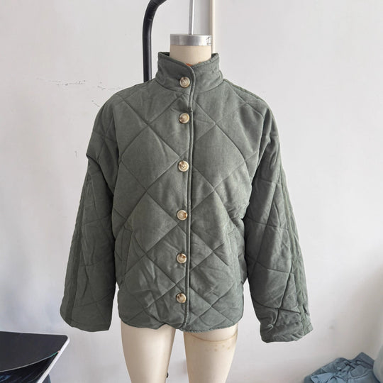 Damen Gepolsterte Steppjacke mit Stehkragen und Oversize-Schnitt Nord Taschen