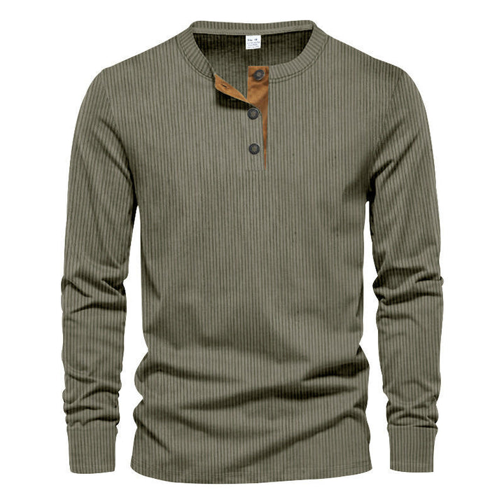Herren Langarm-Henley-Shirt mit strukturiertem Design