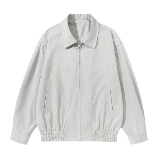 Unisex Kurz geschnittene Boxy-Blousonjacke mit Hemdkragen, verdecktem Reißverschluss und gerafftem Saum Nord Taschen