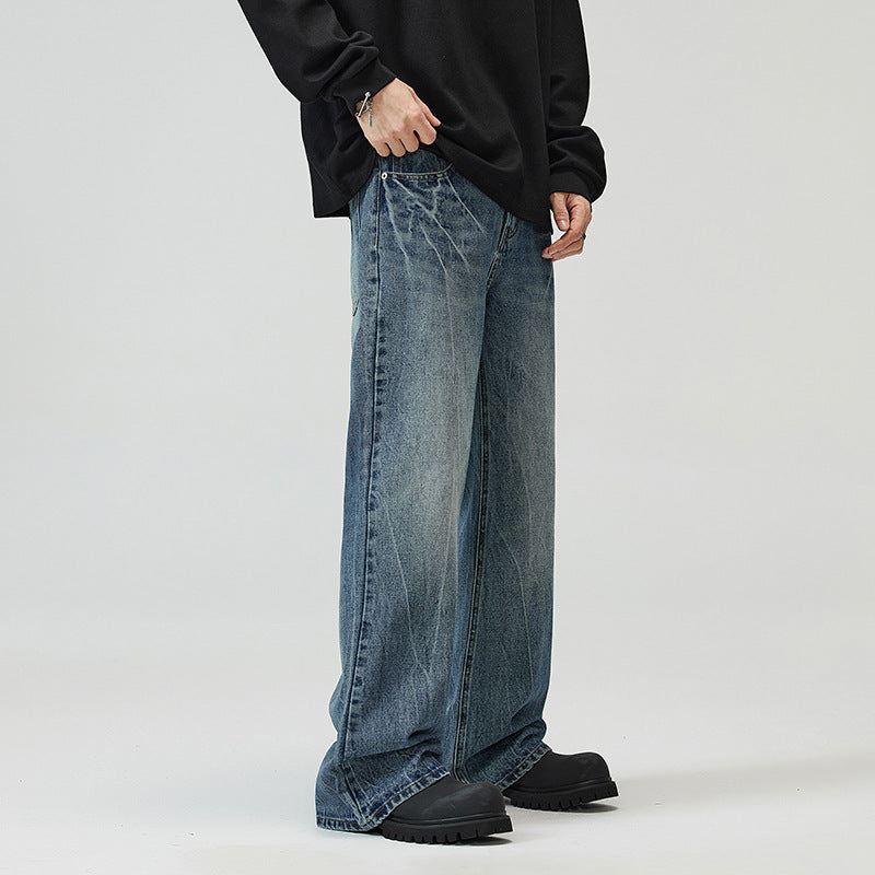 Herren weite Jeans im Relaxed‑Schnitt mit tiefer Bundhöhe und Used‑Optik Nord Taschen