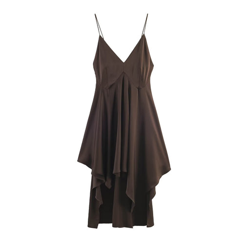 Damen Maxikleid mit elegantem asymmetrischen Saum und feinem V-Ausschnitt Nord Taschen
