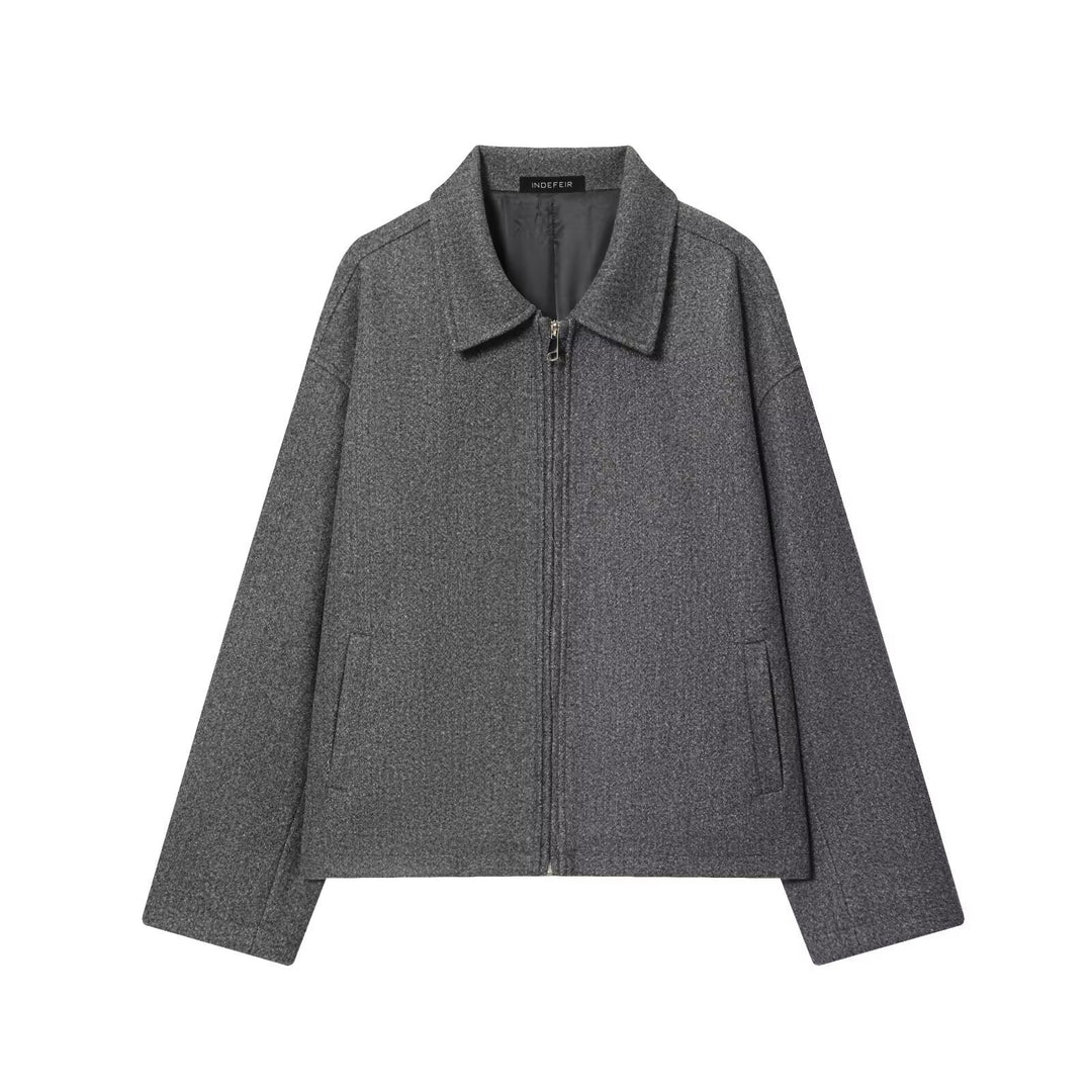 Damen Boxy Wollmix-Blousonjacke mit Reißverschluss und Hemdkragen Nord Taschen