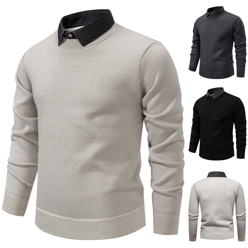 Nord Taschen | Herren Strickpullover mit Kontrastkragen