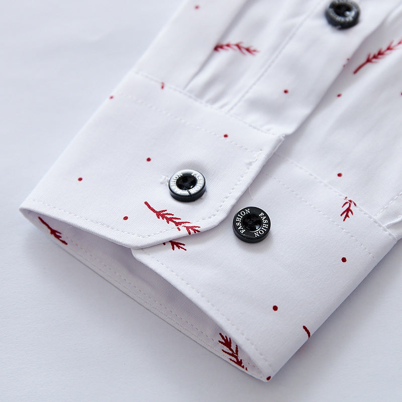 Herren Slim-Fit Business-Hemd mit feinem botanischem Print und Kentkragen Nord Taschen
