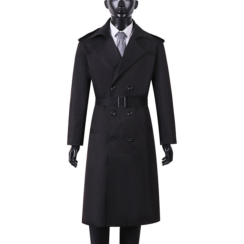 Herren Doppelreihiger Trenchcoat mit Taillengürtel und Schulterlaschen Nord Taschen